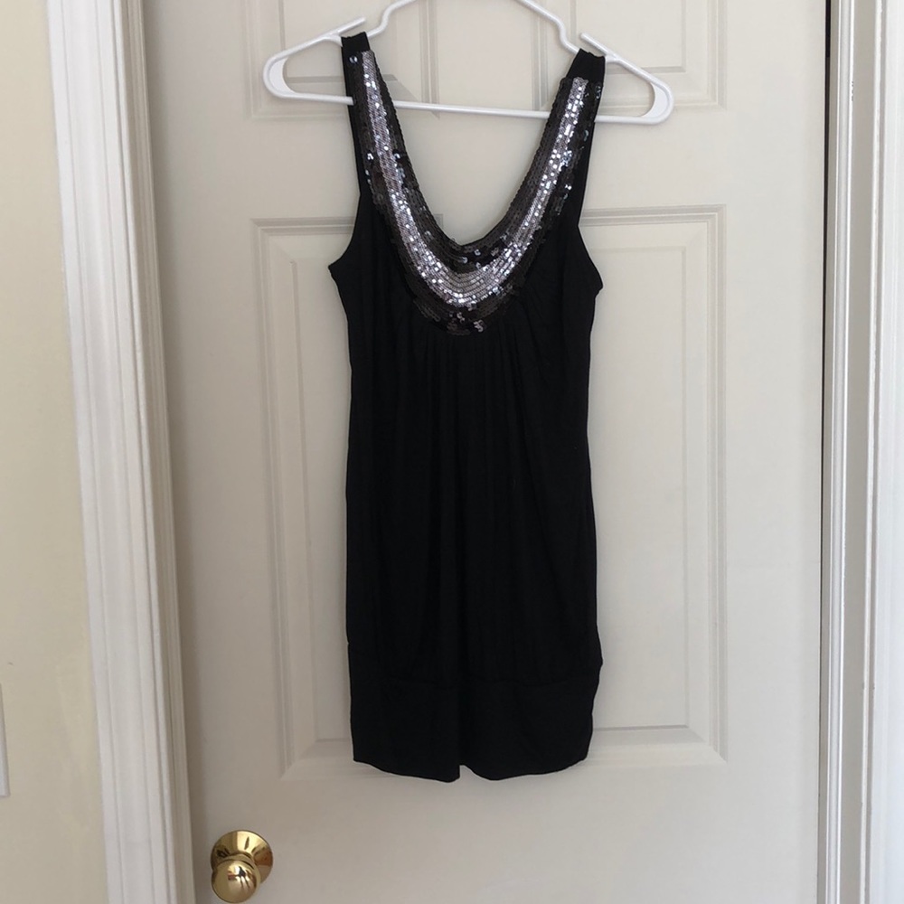 Black sequin embellished tank top